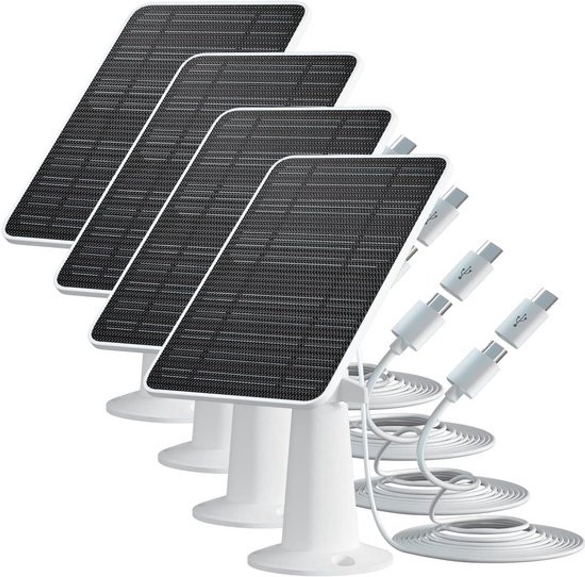 Zonnepaneel 5V 4W met Micro-USB & Type-C voor Draadloze Beveiligingscamera's, IP65 Waterdicht