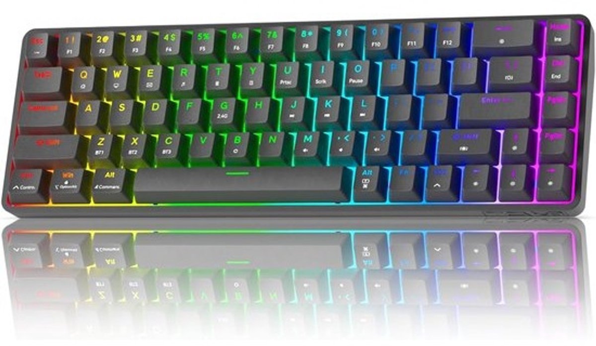Draadloos Mechanisch Gaming Toetsenbord 60% Layout met RGB Verlichting - 68 Toetsen QWERTY