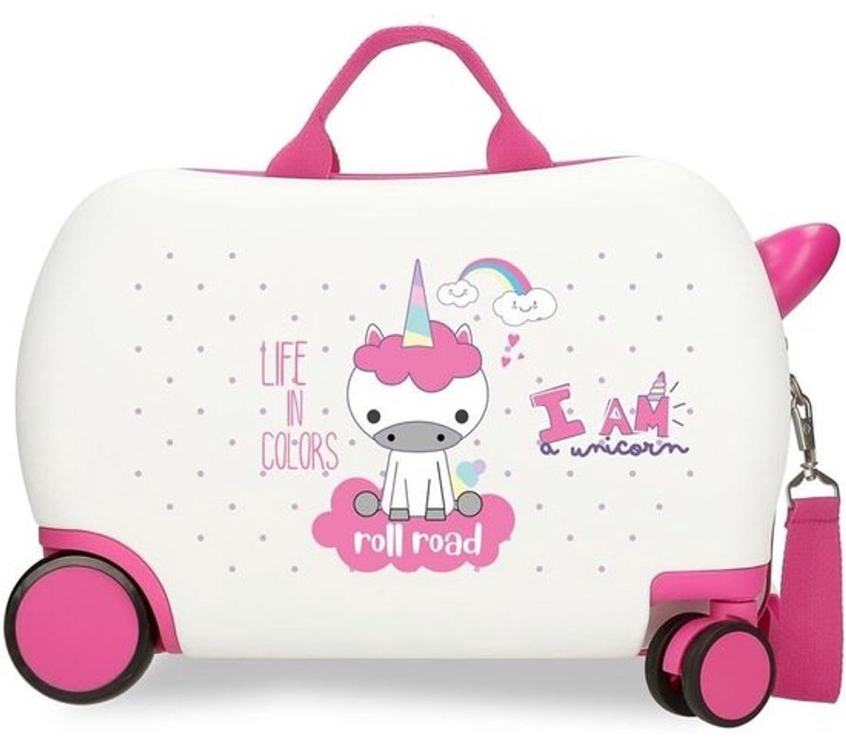 Unicorn Kinderkoffer Reiskoffer Handbagage 31x45x20 cm - Roze Eenhoorn Koffer