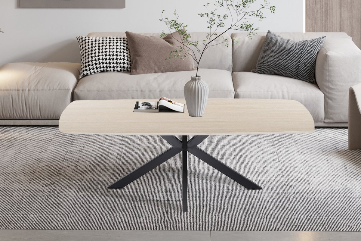 Salontafel 'Apollo' 130 cm Deens Ovaal Steen Baroque beige mat - imitatie marmer