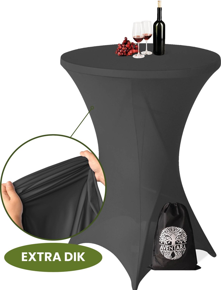 Statafelrok Grijs – Ø80-85 x 110 cm – Luxe Extra Dikke Stretch Stof – Inclusief Opbergtas – Kras- en Kreukvrije Statafelhoes – Perfect voor Horeca, Bruiloften en Feesten