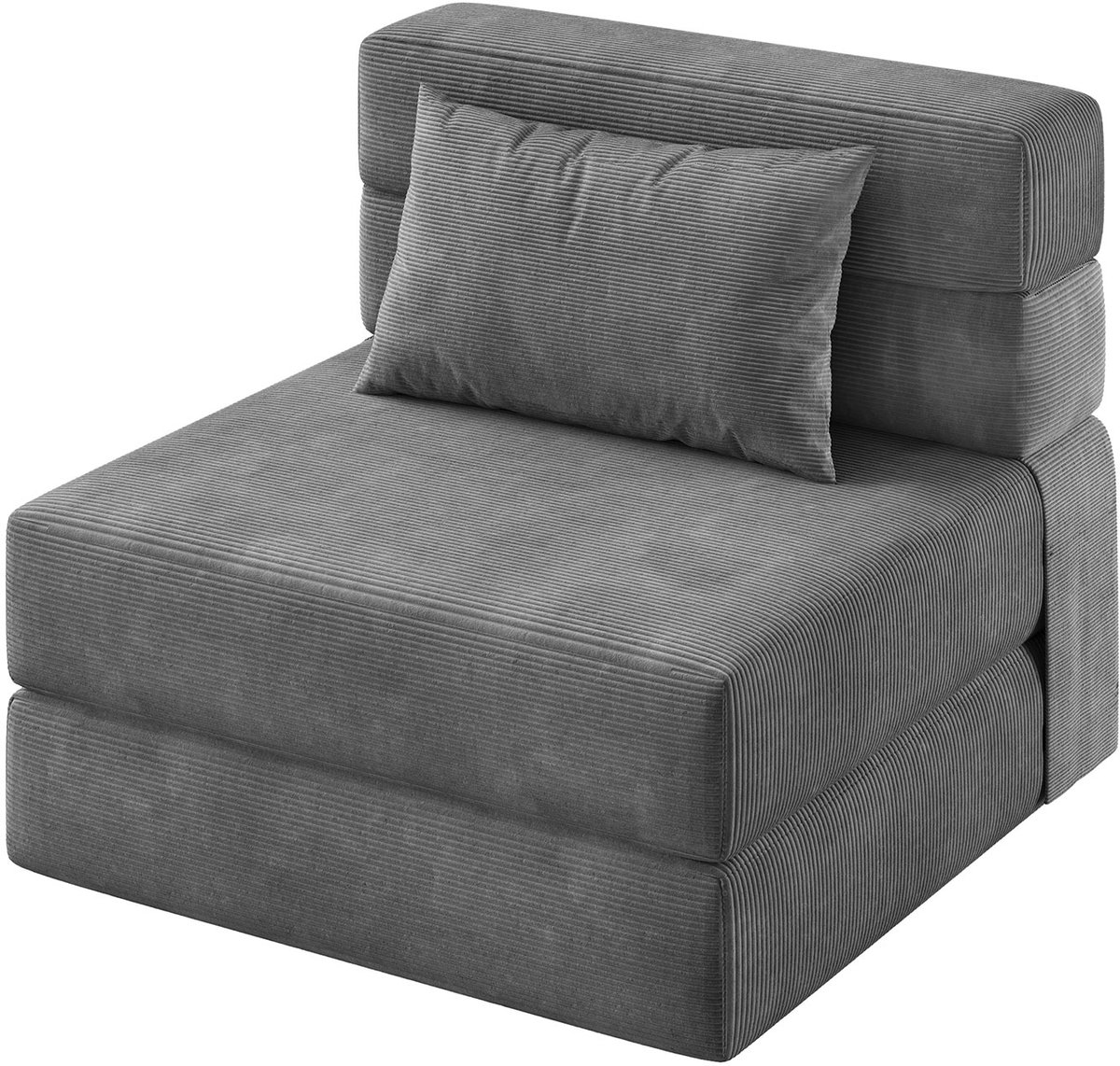 Slaapbank met Kussen - 183x71x23cm - Logeerbed - Opvouwbare Slaapbank - Slaapfauteuil - Afneembare Hoes - Ruimtebesparend - Voor Woonkamer Slaapkamer Logeerkamer - Grijs