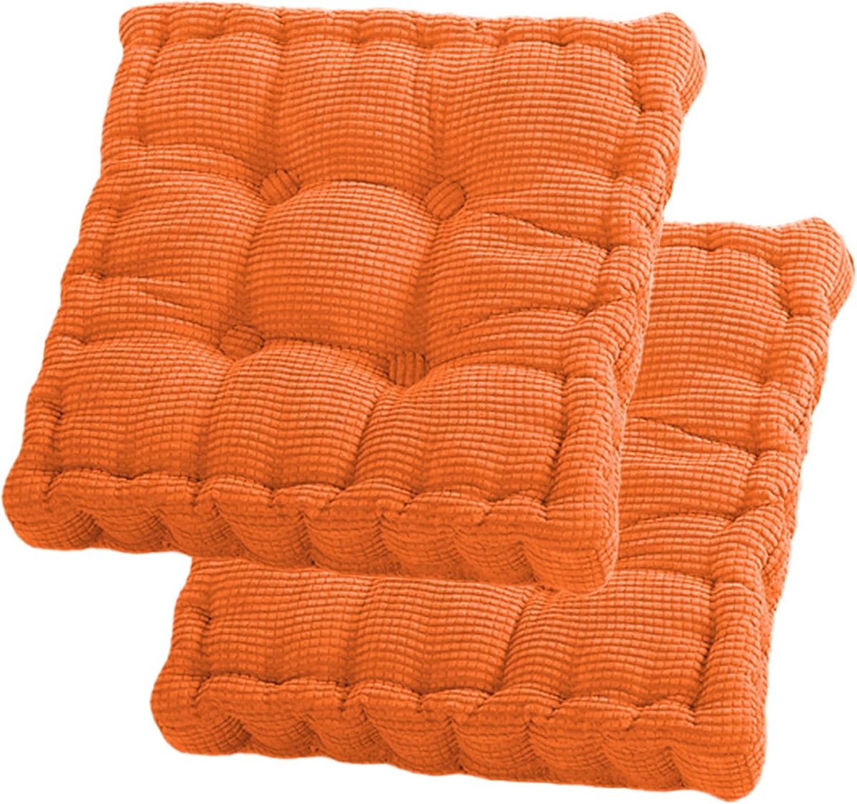 set van 2 vloerkussens, 40 x 40 cm, zitkussen, stoel, katoenen bekleding, dik vloerkussen, yogakussen, huisdierbed, zitkussen voor binnen en buiten, oranje-rood