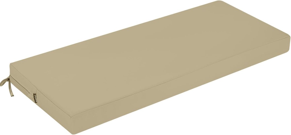 Bankkussen voor buiten, tuinmeubelen, comfortabel, waterdicht, veranda schommelkussen met banden, verdikt zitkussen, 100 x 40 cm, beige