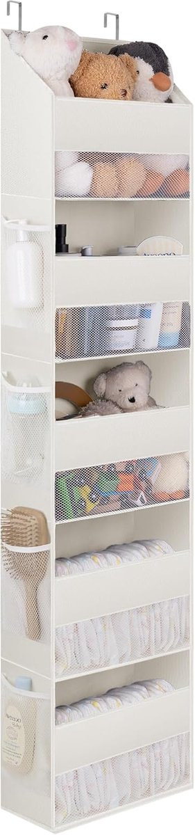 SAYS Deurhanger Organizer met 5 Vakken, 1 Pak Hang Organizer Deur, Beige Hangende Organizer met Zijvakken, Hangende Organizer aan de Deur, Hangrek, Back of Door Hanging Storage Organizer