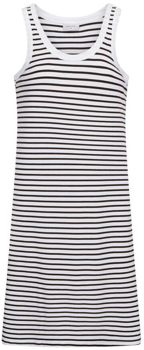 Freequent Jurk Fqzia Dress 208116 Coffee Bean W. Brilliant White Dames Maat - L