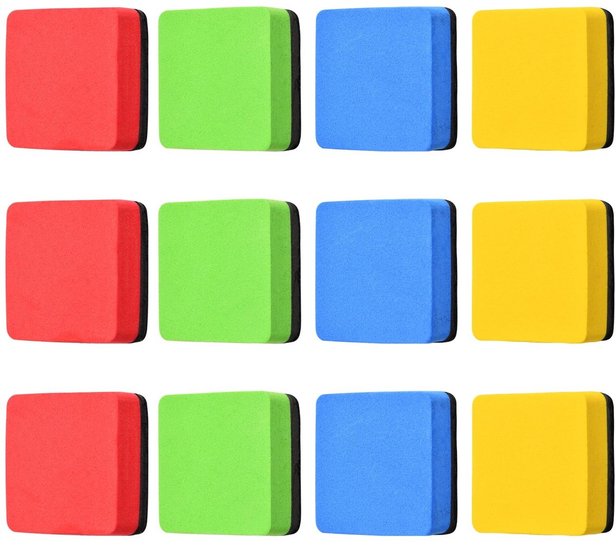Dailygoods- Whiteboardwisser Magnetisch - Mini Whiteboardwisser - 12 Stuks - EVA Materiaal - Draagbaar - Handzaam en Opbergvriendelijk - Whiteboardgum