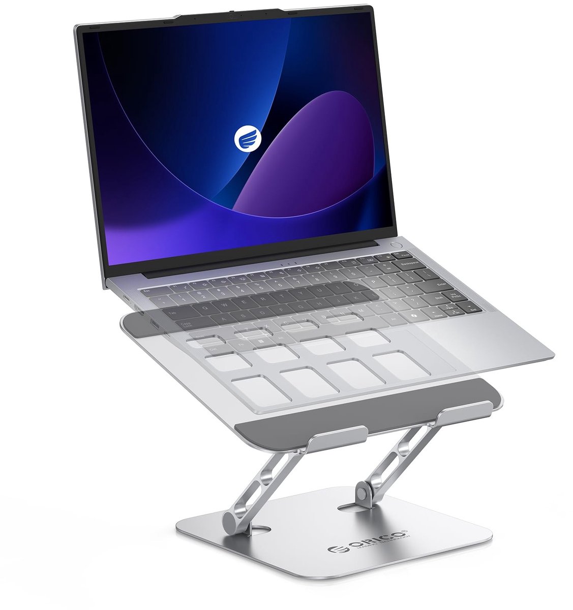 Dailygoods - ORICO Laptopstandaard, ergonomische en geventileerde laptopstandaard, verstelbare hoogte en opvouwbaar ontwerp, laptopstandaard voor MacBook Air, Pro en notebooks van 10-17 inch - ST11, zilver