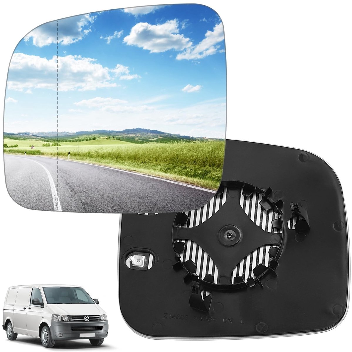 Dailygoods - DBREAKS Spiegelglas, vervanging voor VW T5 2003-2009 & Caddy 2004-2015, vervangingsspiegelglas, verwarmbaar spiegelglas, buitenspiegel, glas, verwarmbaar achteruitkijkspiegelglas (links)
