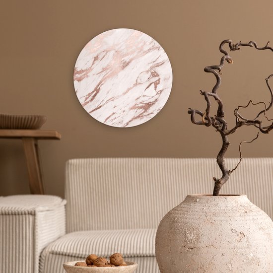 Cercle mural - Plastique - Marbre - Wit - Rose - ⌀ 30 cm