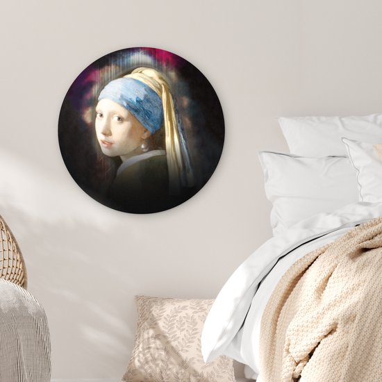Cercle mural - Plastique - Boucle d'oreille La Fille à la perle - Vermeer - Art - ⌀ 60 cm