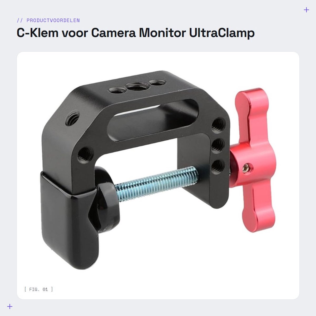 Dailygoods - C-Klem voor Camera Monitor - UltraClamp - Rood T-handvat - Camera accessoires - Ideaal voor filmmakers - Robuuste constructie