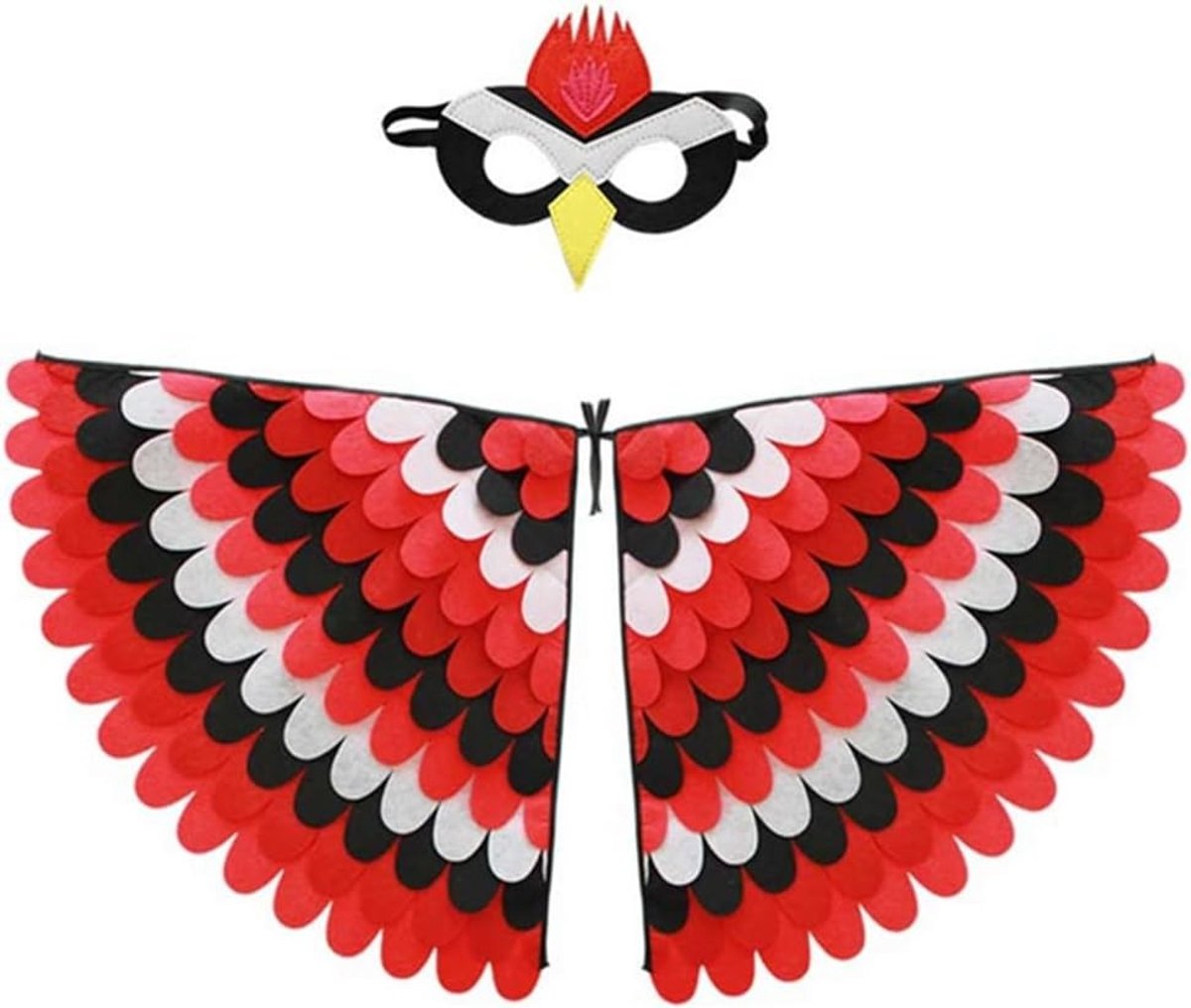 2-delige Kinderen Vogelvleugels Kostuum voor 3-8 Jaar, Uil en Pauw Masker, Verkleedset voor Halloween en Feestjes met Vilt Oogmasker en Vleugels