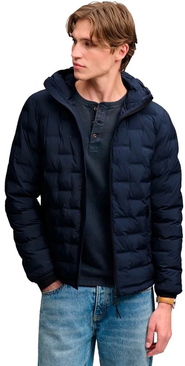 Superdry - Hooded Heat Weld Gewatteerde Jas Relaxed Pasvorm - Heren - Gewatteerde jassen