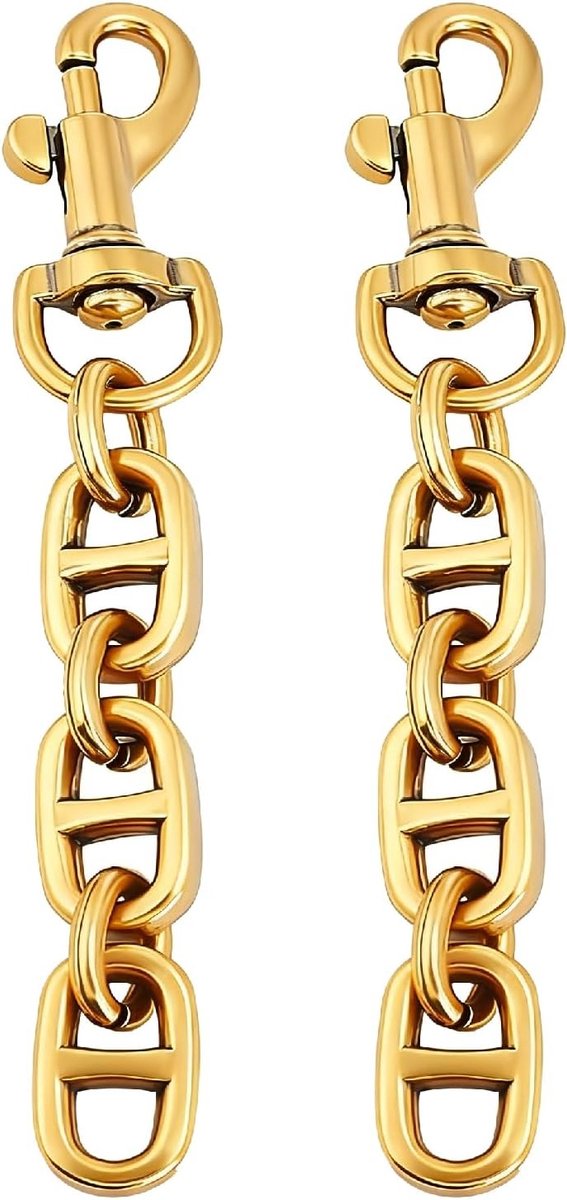 2 Stuks Verlengkettingen voor Tas, 12 cm Antiek Gouden Legering, Verlenging met Draaibare Oogschroef Carabiner voor Tasriem en Pocketketting