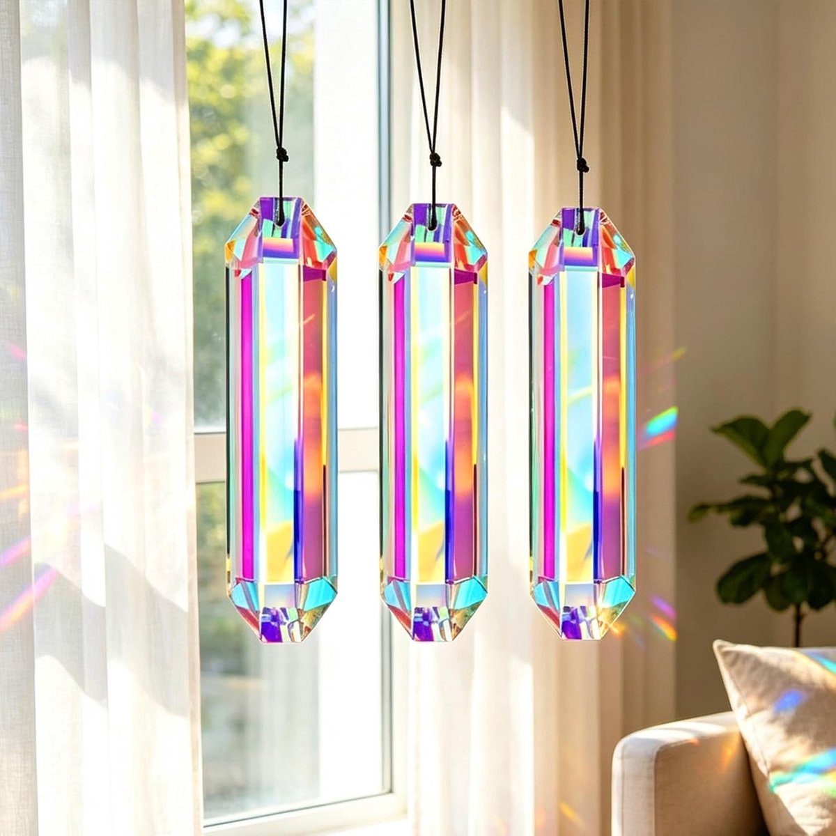 Set van 3 kristallen zonnevangers voor raamdecoratie, regenboogmaker, hangend voor tuin en interieur