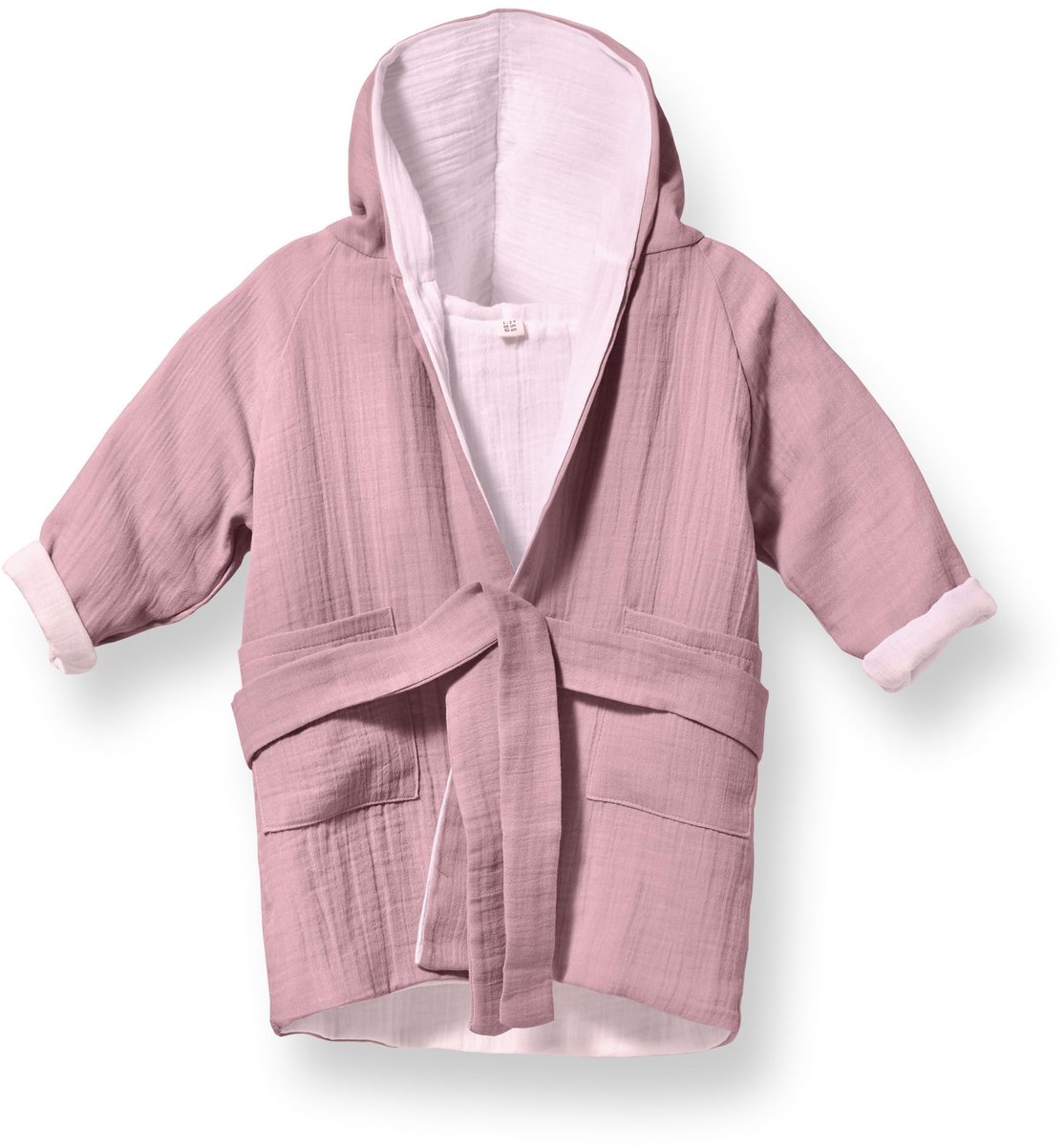 Kinderbadjas met Capuchon - Zachte Musselin Katoen - Dusty Rose