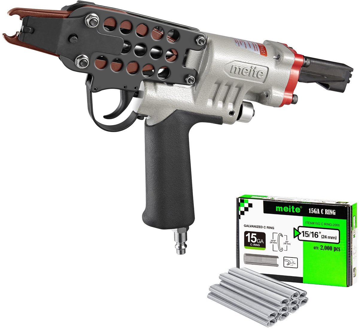 Pneumatisch C-Ringpistool - 15 Gauge met 2000 C-ringen