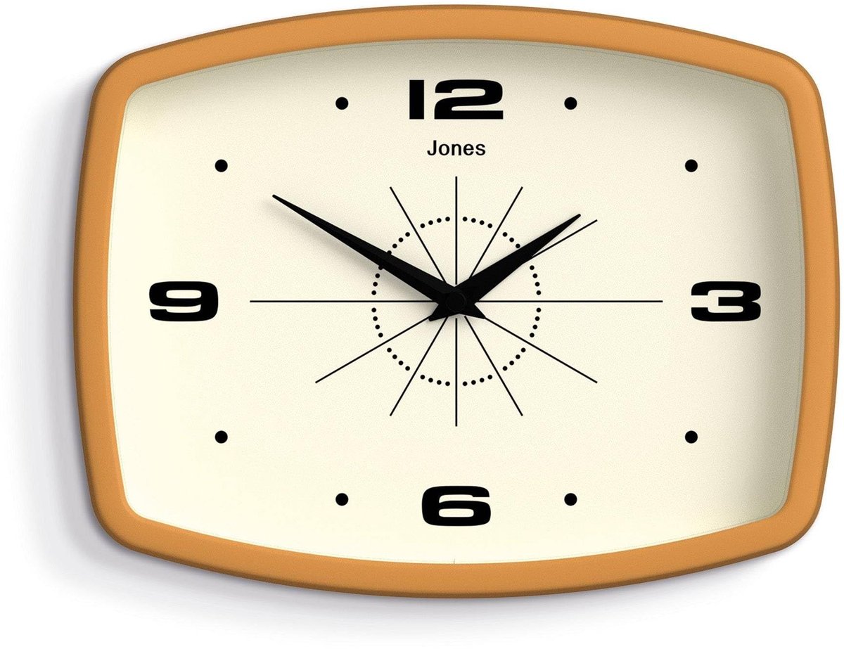Retro Wandklok - Geel - 25 cm