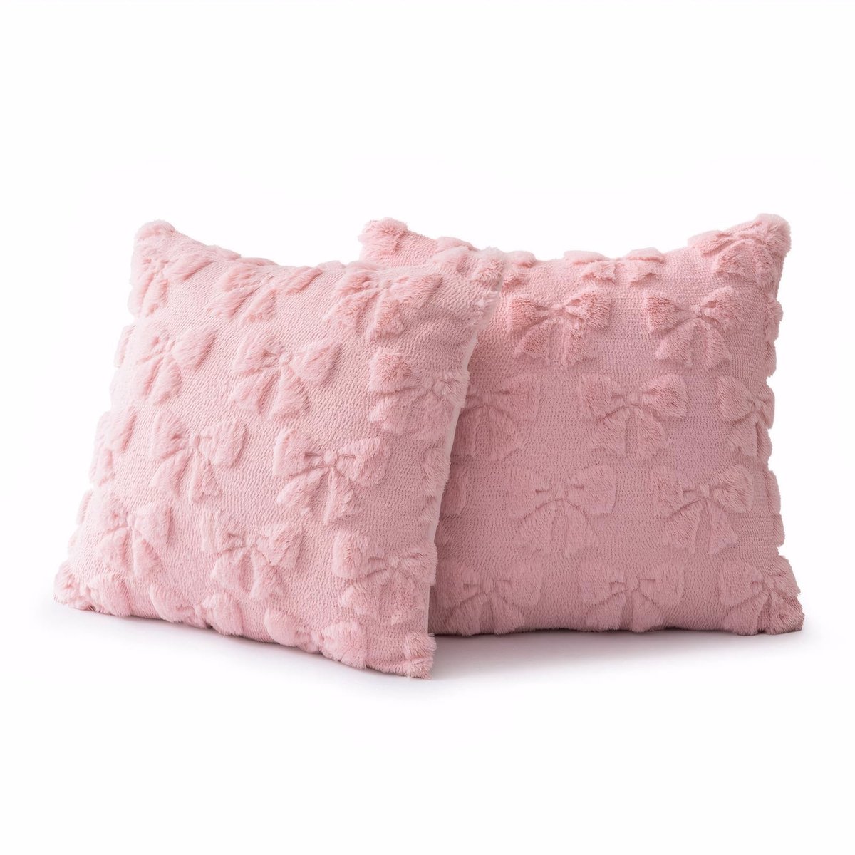 Set van 2 Roze Kussenhoezen - 45 x 45 cm met Strik Design