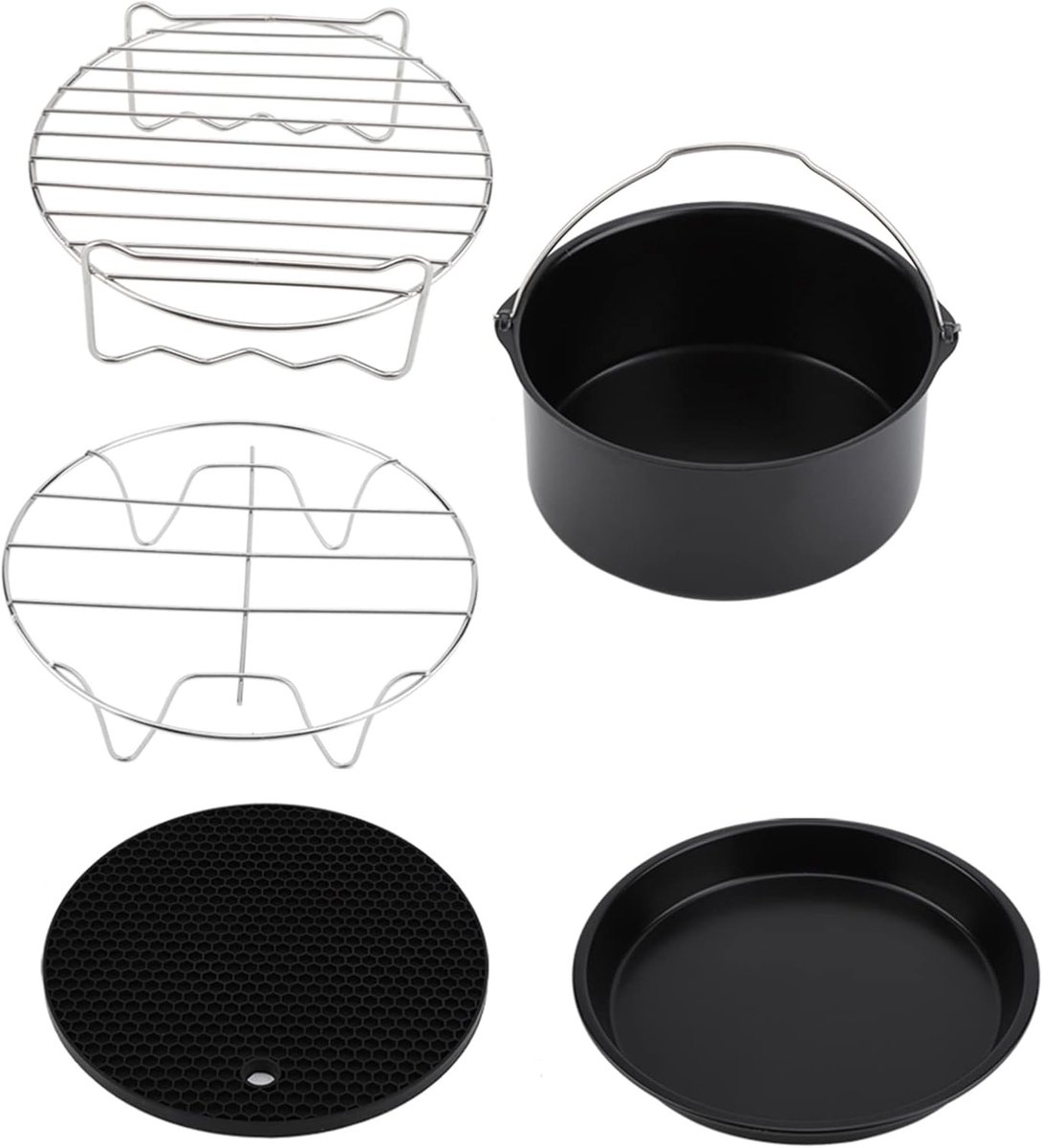 Complete Accessoireset voor Airfryer met Metalen Houder, Ideaal voor Frietjes en Gezond Koken