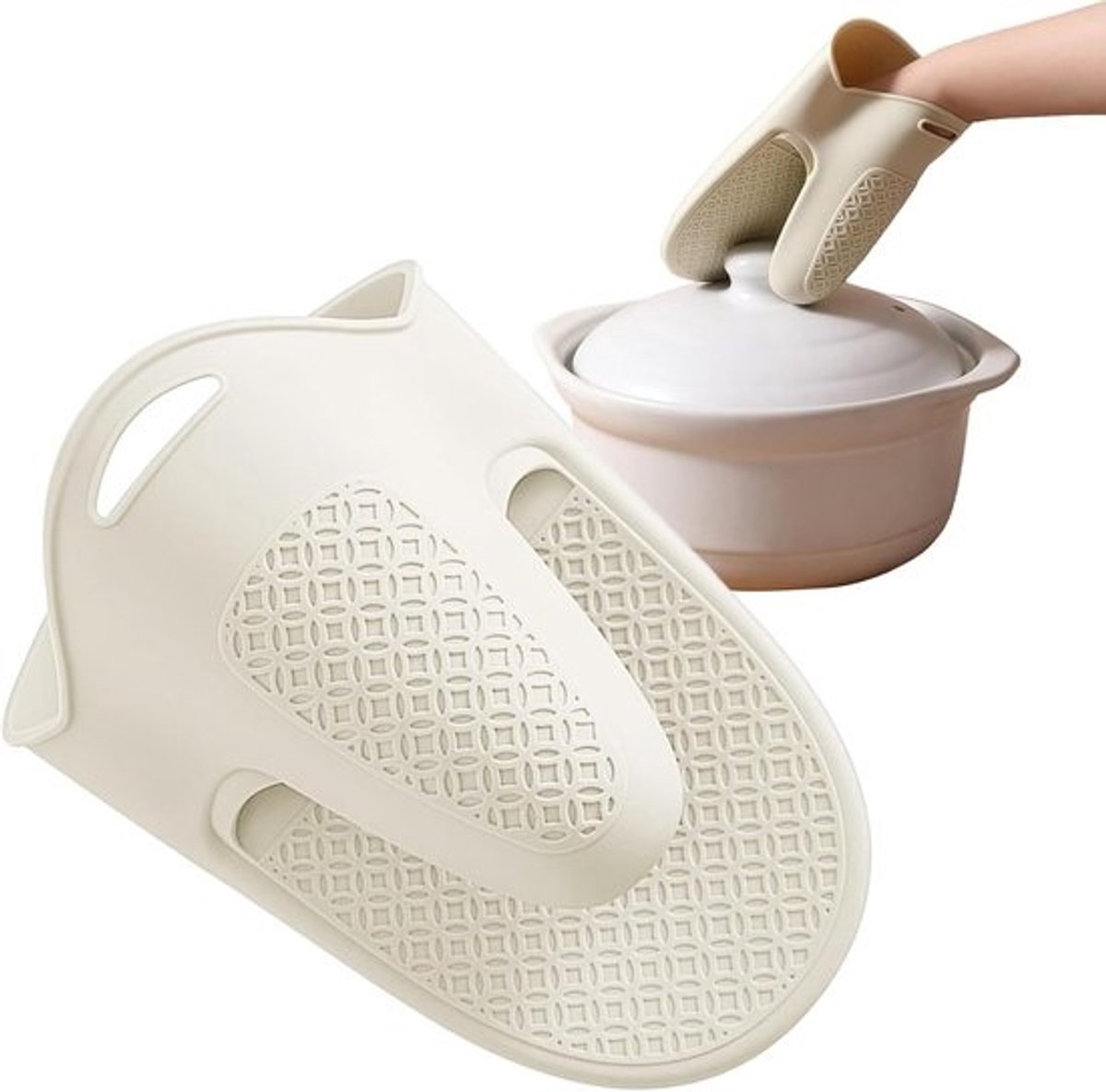 Ovenwanten - Hittebestendige handschoenen - Veilig koken - Extra polsbescherming - ca. 178 x 118 cm - Wit