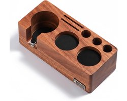 Houten Tamper Station voor 51-54 mm Filterhouder, Espresso Station met Siliconen Kussen, Verstelbare Hoogte voor Barista Accessoires en Koffie Station