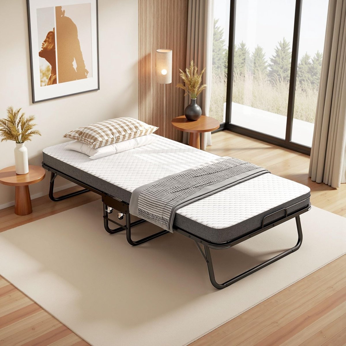Vouwbed voor Gast - 90x190 cm - Met Wielen en Geheugenschuim