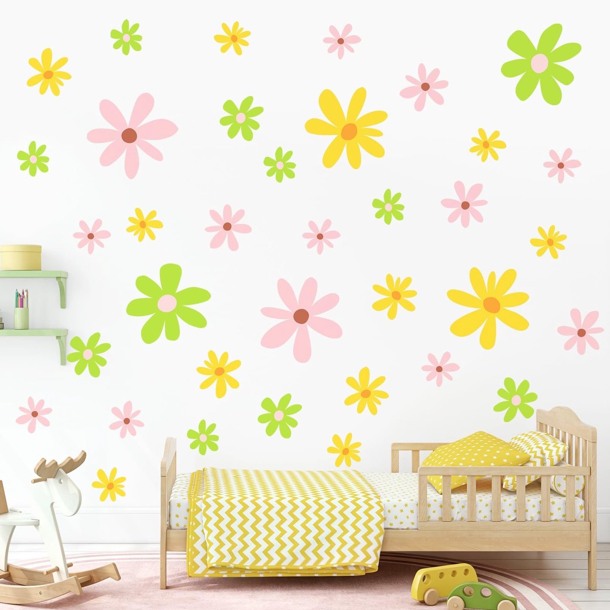 Muursticker Set Madeliefjes - Zelfklevende Bloemen - 9 Vellen