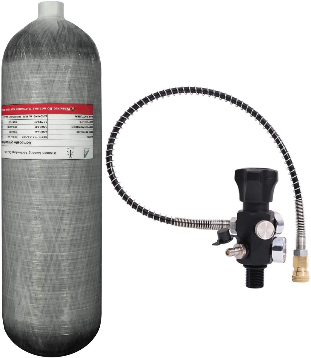 Carbon Fiber Air Tank 4.7L - 300Bar/4500psi met drukmeters
