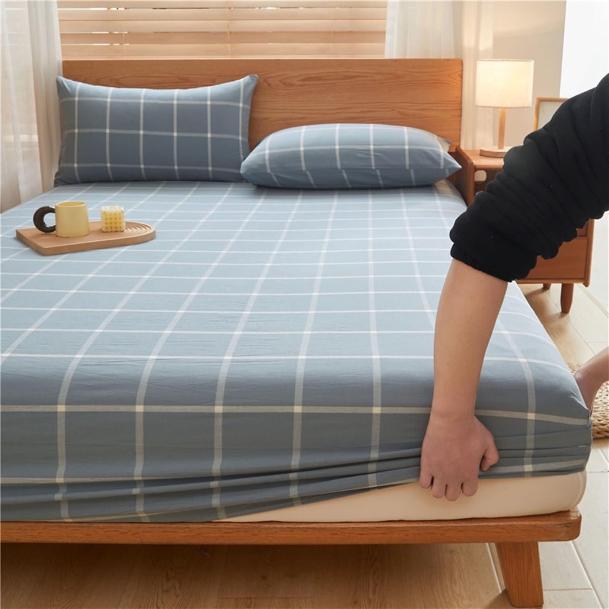Hoeslaken voor boxspringbed - Katoen - 180x200 cm - Blauw