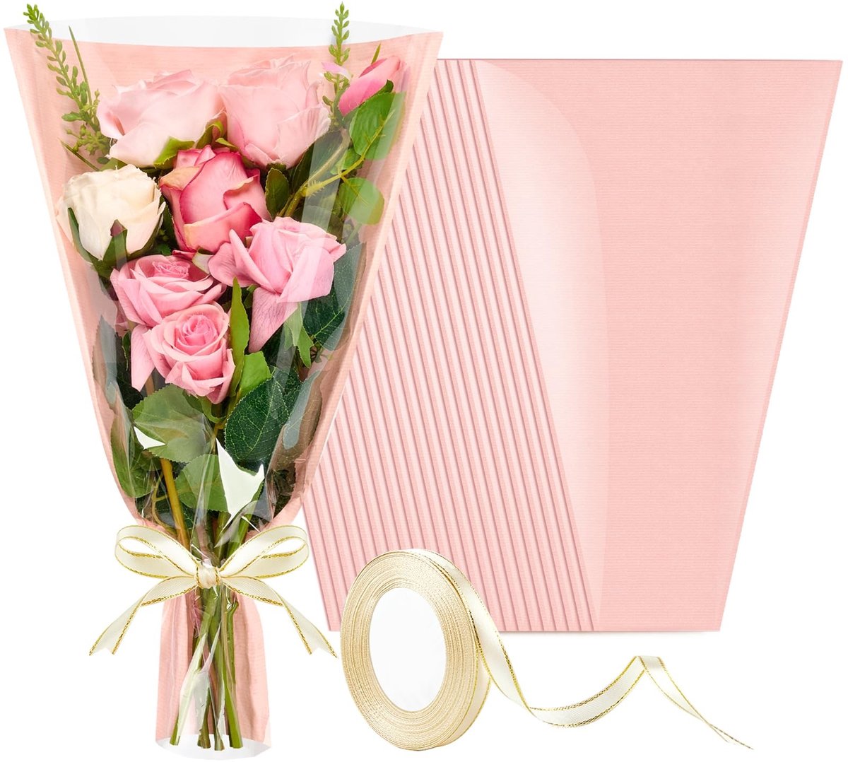 Set van 50 Roze Bloemenzakken - Waterdicht Kraftpapier voor Boeketten