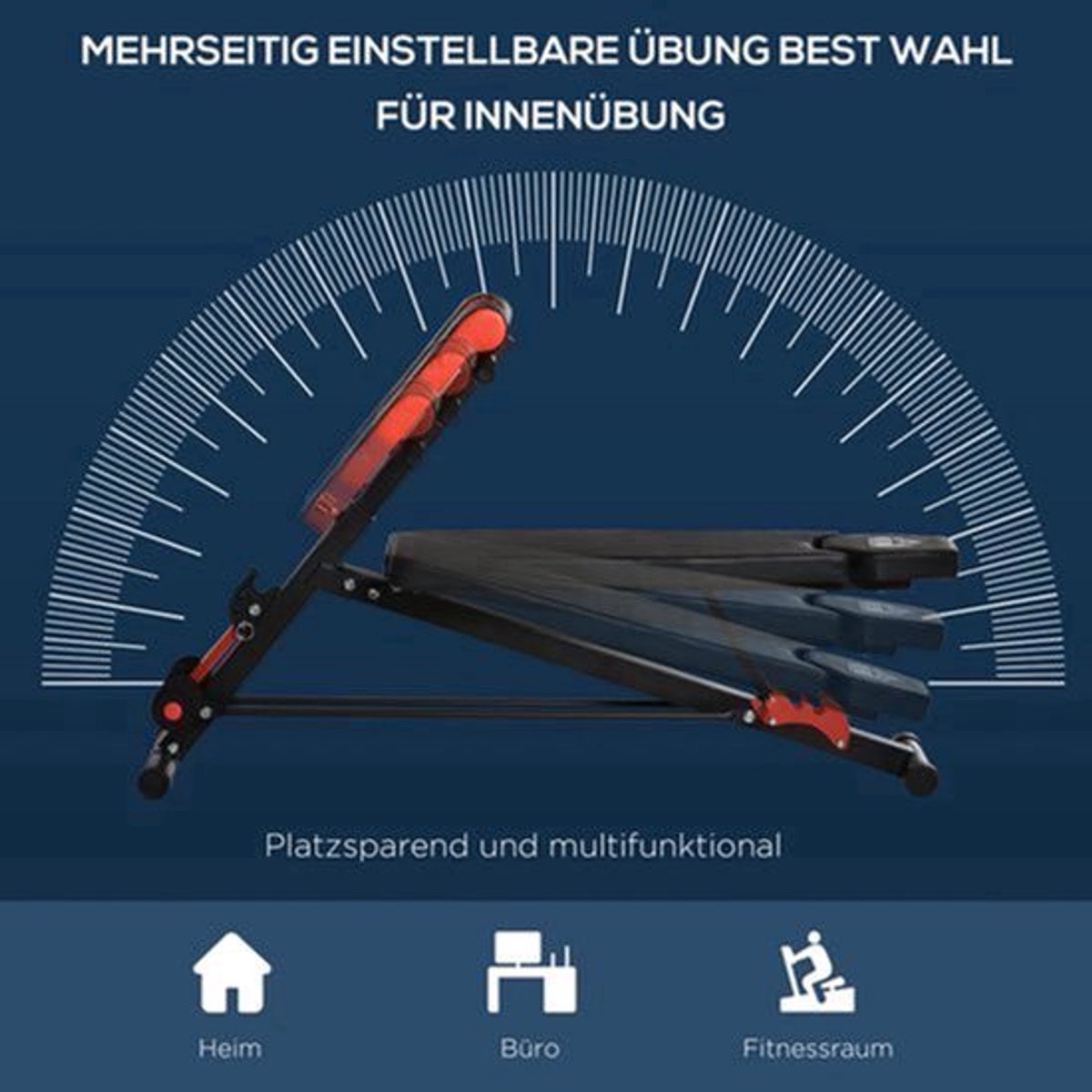Verstelbare Fitnessbank – Multifunctionele Trainingsbank – Gewichtbank – Buikspierbank – Home Gym Bank – Zwart Rood – Stalen Frame – 7-Voudig Verstelbaar