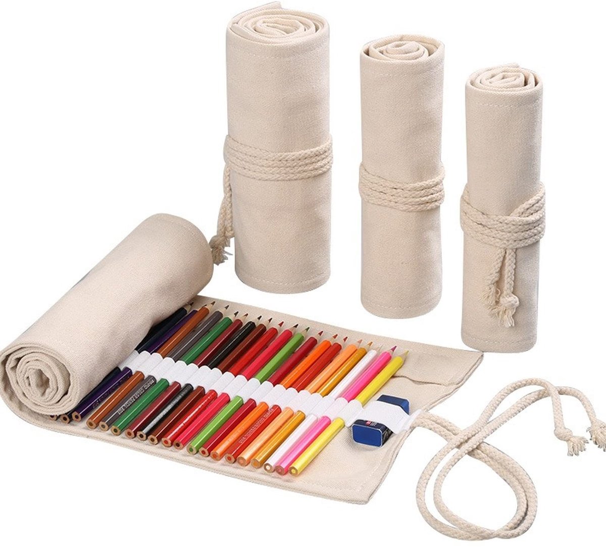 Handgemaakte Canvas Pennenhouder - 72 Gaten