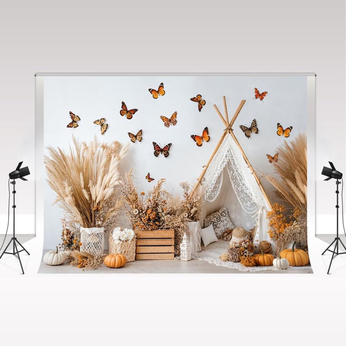 Fotografie Achtergrond - Herfst Boho Bloemen - 3 x 2 m