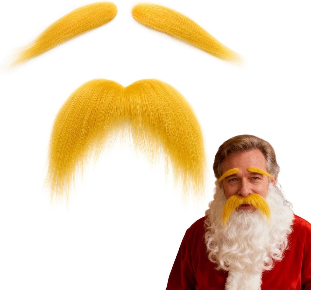 Cartoon Gele Nepp Beard van 13 cm, Grappige Kostuum Baard met Elastische Band voor Feestjes en Carnaval, Leuk Accessoire voor Volwassenen en Kinderen