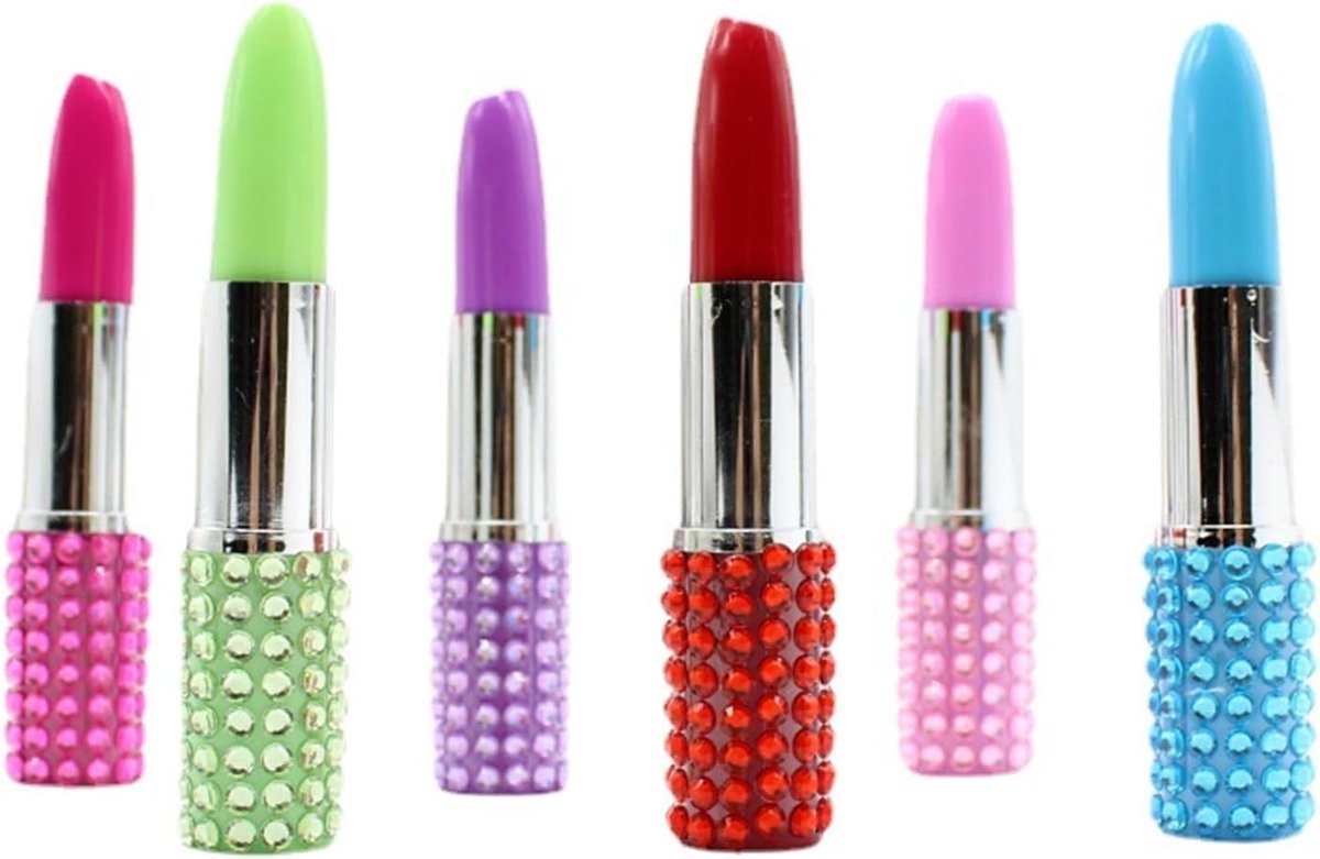 Set van 6 Creatieve Gelpennen in Lippenstiftvorm - Schattige Kantoorartikelen voor School en Werk