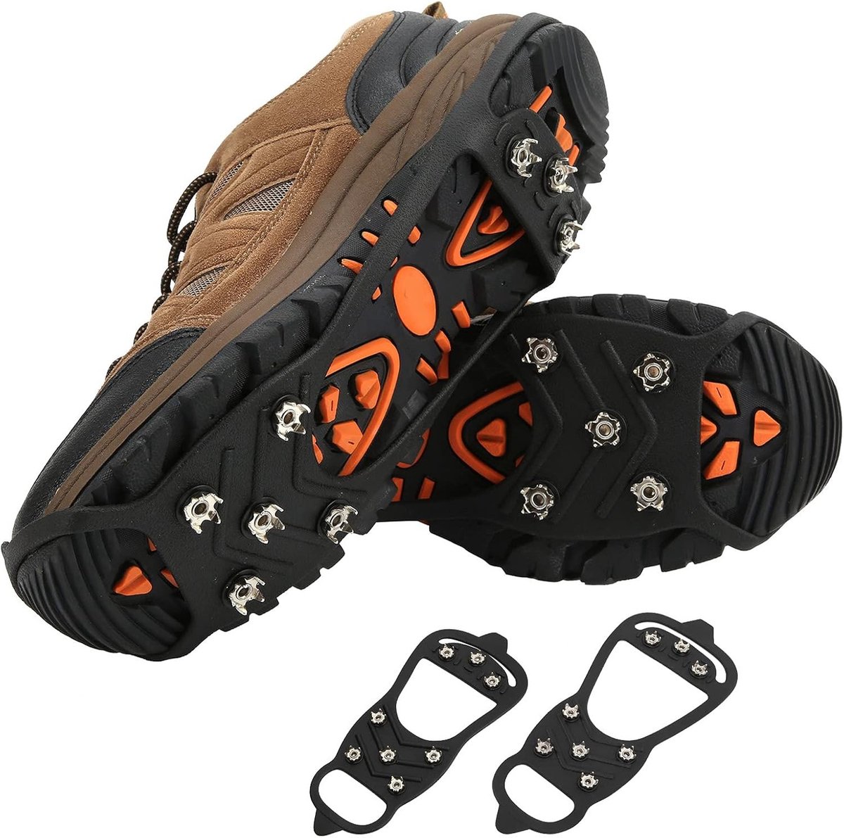 Antislip Spikes voor Schoenen en Laarzen, Duurzame Crampons met 8 Stalen Studs voor Wandelen, Skiën en Wintersport