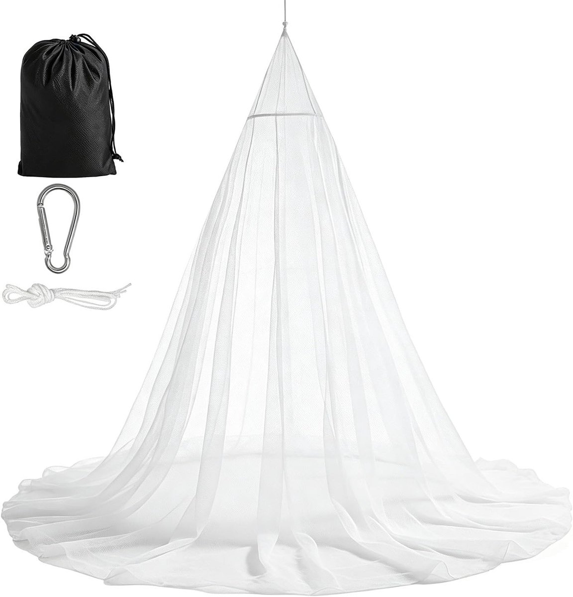 Lichtgewicht Muggennet met Ophanghaak en Reiszak, 220 x 170 x 130 cm, Ideaal voor Kamperen, Tuin en Buitengebruik, Bescherming tegen Insecten en Muggen