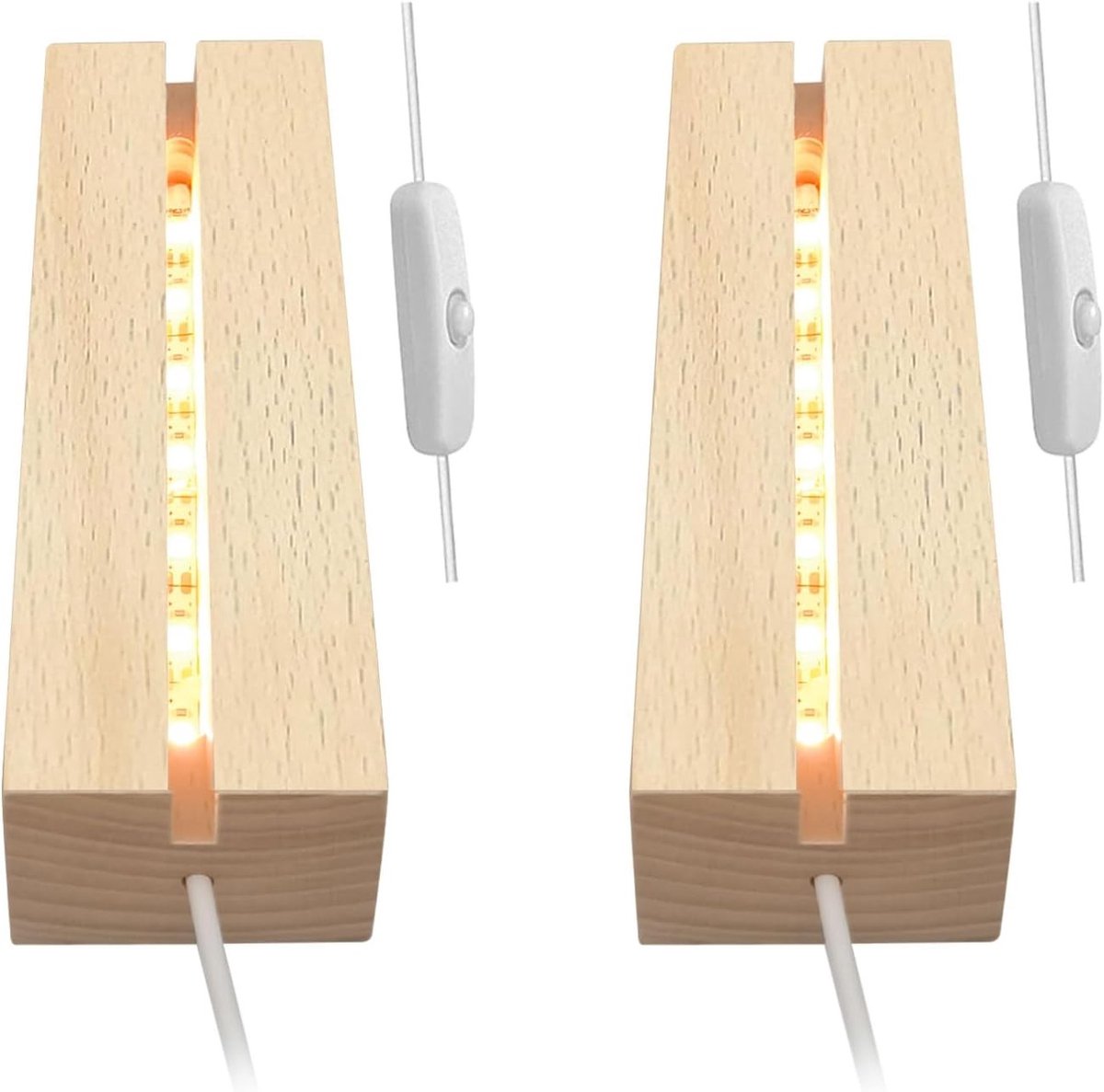 Verlichte Displaystandaard voor 5mm Acrylplaat, Hout, Warm Licht, Kleurrijk, Perfect voor Kunst en Decoratie