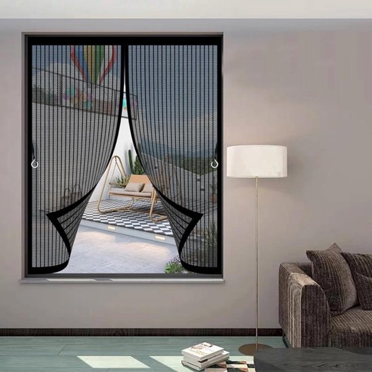 Magnetische Hordeur - Insectengordijn Vliegengordijn - Insecten Buiten Houden - Veilig Voor Huisdieren - 94x150cm - Zwart