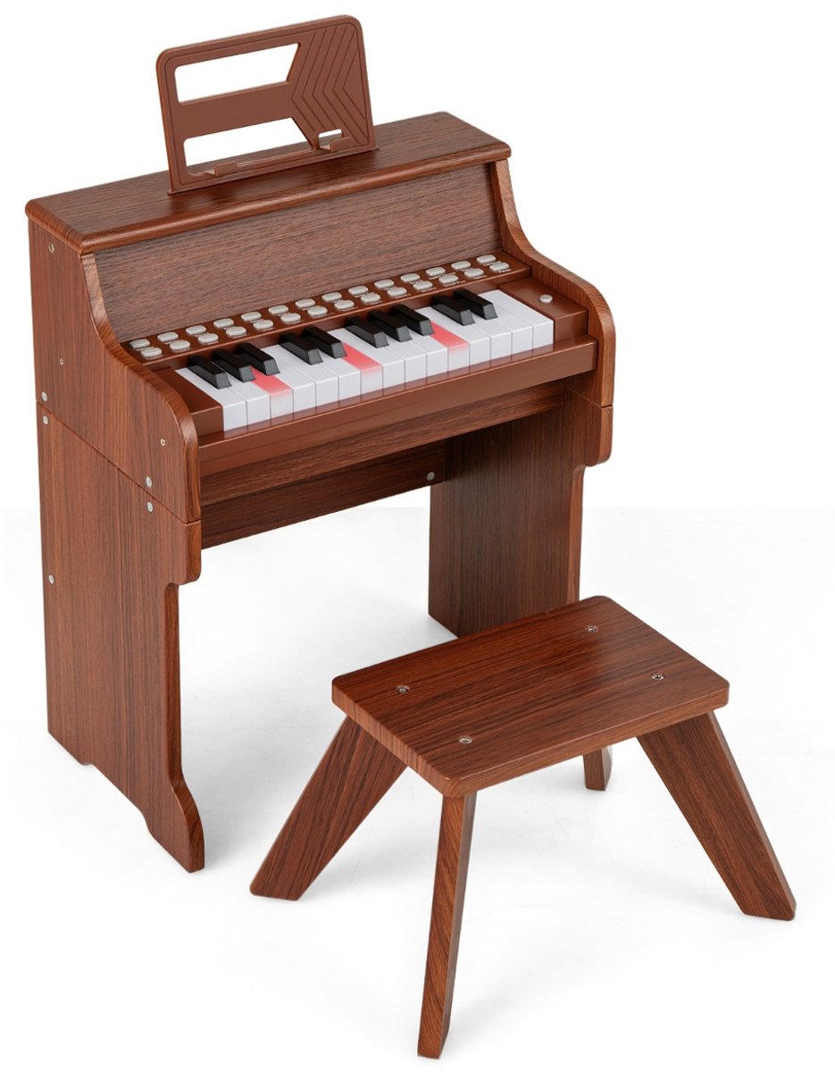 SureDeal® - Keyboard - Toetsen Kinderpiano - Krukje Mini Elektronische - 38x24x47 cm - Koffiebruin