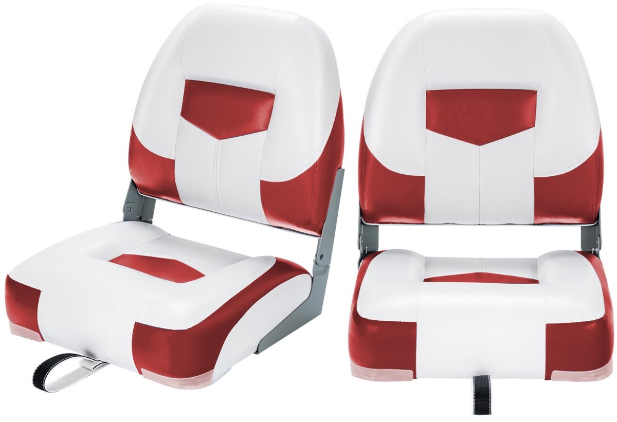 SureDeal® - Watersport - Bootstoelen Inklapbaar Bootstoel - Dikke Sponsvulling Gevoerde - Blauw Wit - Zwart - 50x42x52 cm - Rood + Wit
