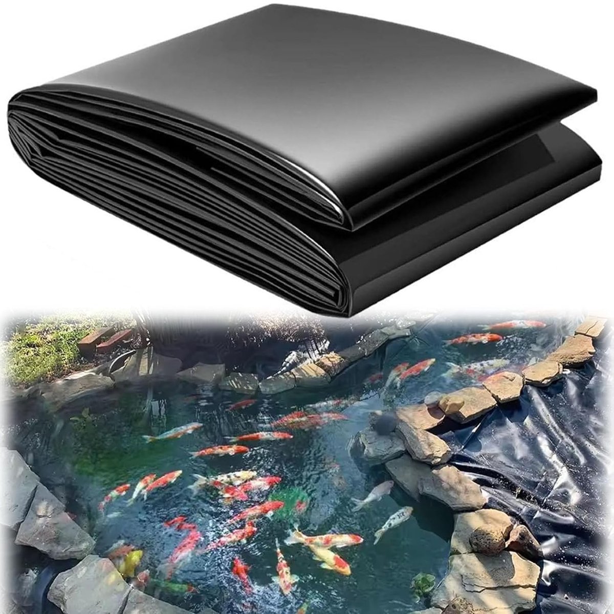 Waterdichte PVC vijverfolie voor flexibele vijvers, UV-bestendig en scheurbestendig, 1.2x2m (Zwart)