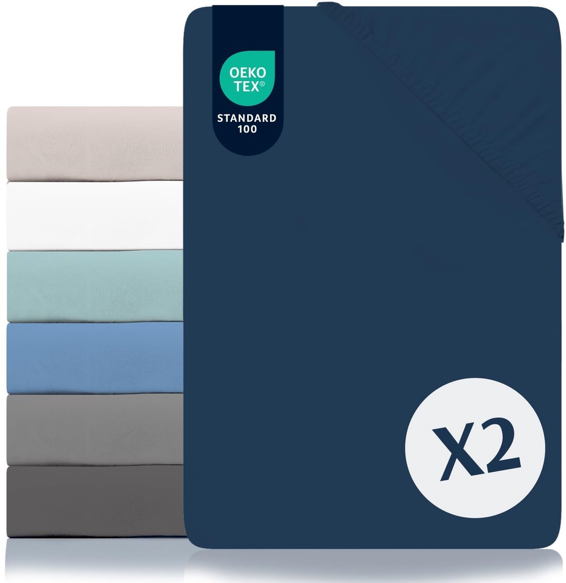 Set van 2 Fitted Sheets 135x190 - Microfleece Donkerblauw