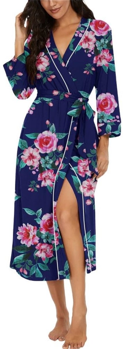 Dames badjas - Lichtgewicht - Bloemenprint