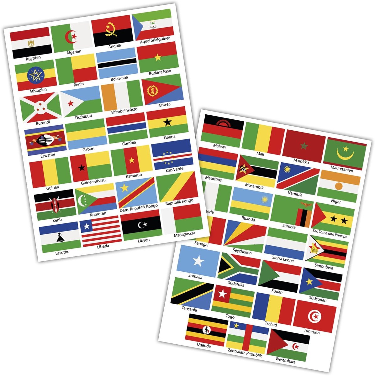 Vlaggenstickers Set - 50 Stuks voor Modelbouw en Decoratie - Afrika