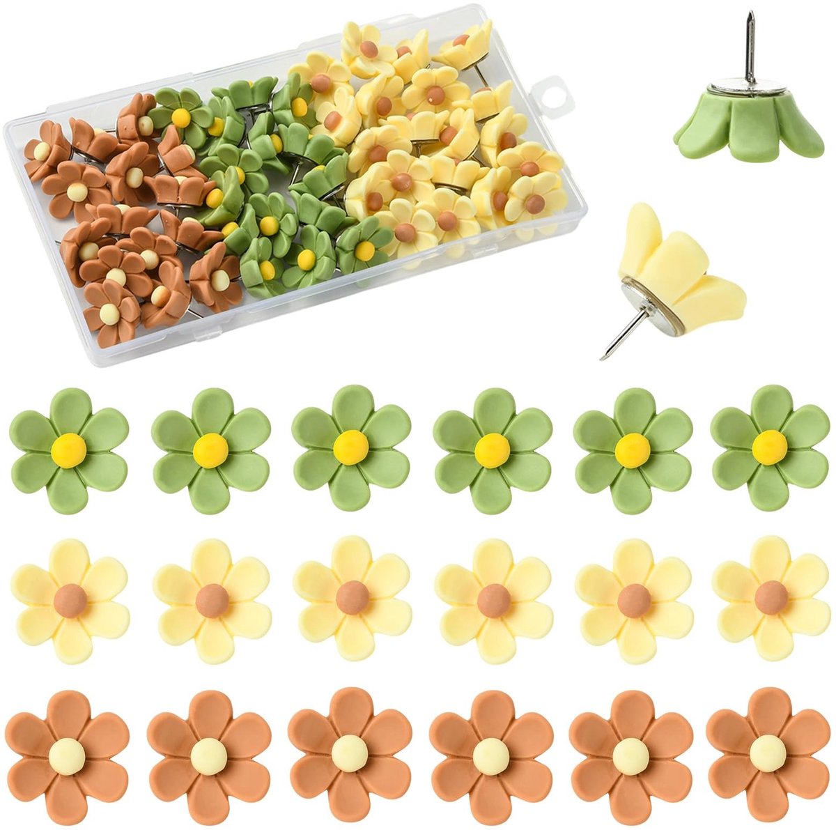 Decoratieve Push Pins - 50 stuks in multicolor