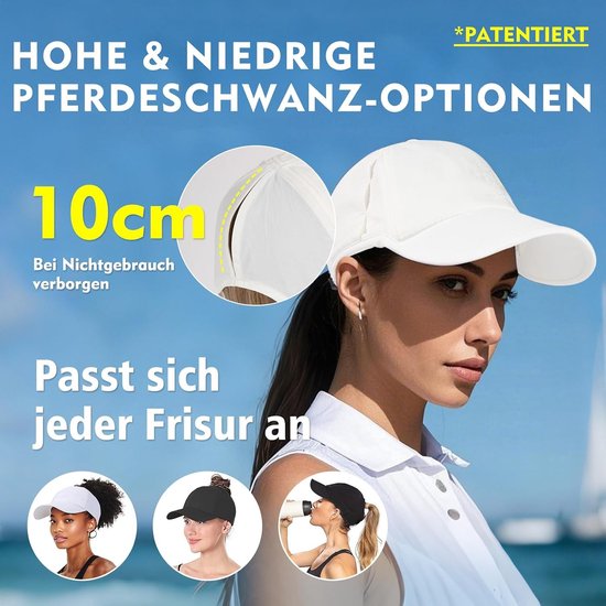 Dames Baseball Cap met Paardenstaart, Koelende Eigenschappen en UPF 50 Bescherming voor Hardlopen