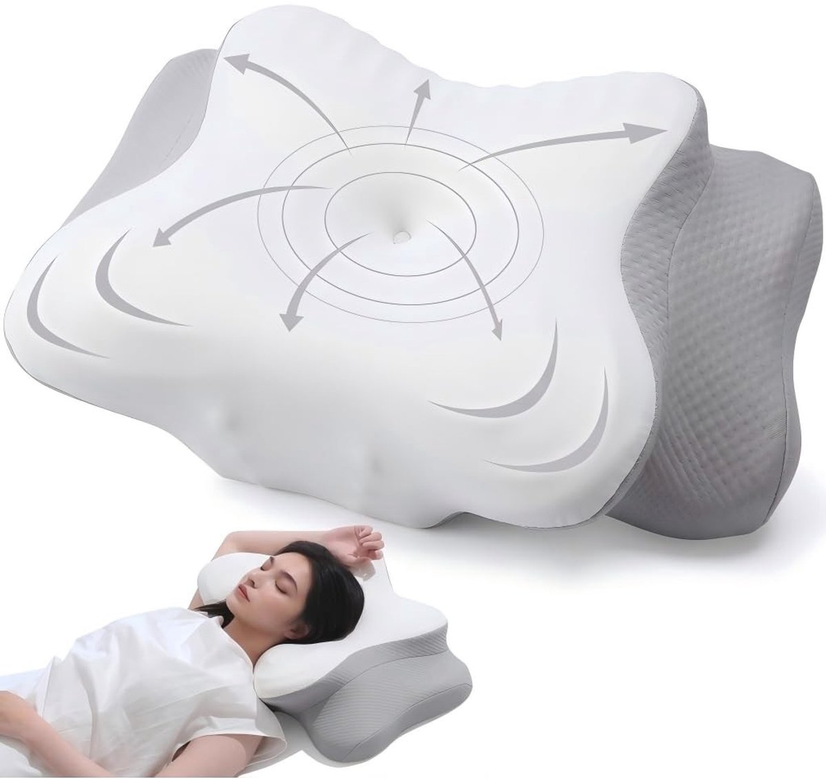 Ergonomisch Geheugenschuim Kussen - Wit